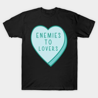 Enemies To Lovers Candy Heart Tropes Book Blue T-Shirt